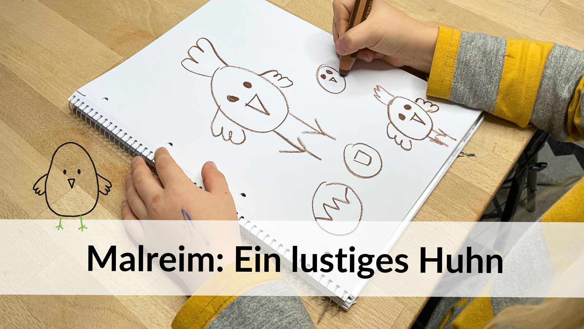 Ein lustiges Huhn oder einen Hahn malen und mit dem Malreim die Sprache fördern