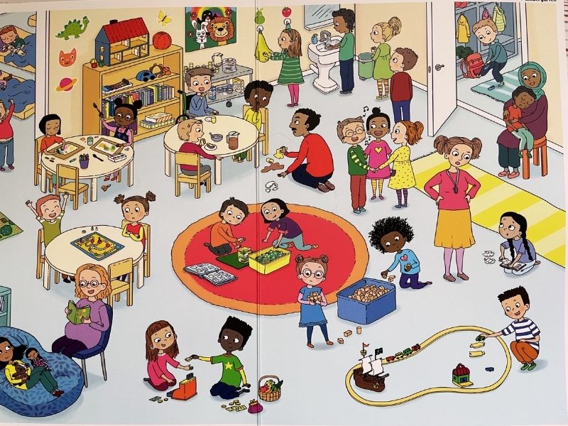 Wimmelbild Kindergarten